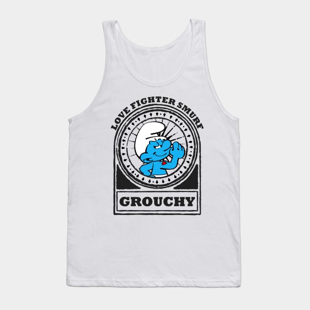 Grouchy - Love Fighter Smurf Tank Top by penCITRAan